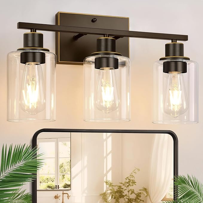Indoi 3 Light Bathroom Light Fixtures, Oil-Rubbed Bronze Modern Vanity Lights by Indoibrightenyourbathroom