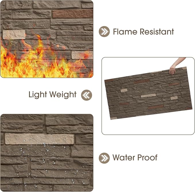Faux Stone Brick Wall Panels, Lightweight PU Faux Rock Wall Panels, Easy DIY - Image 5