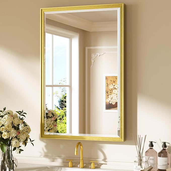 Keonjinn 24" x 36" Brushed Gold Bathroom Mirrors by Keonjinn