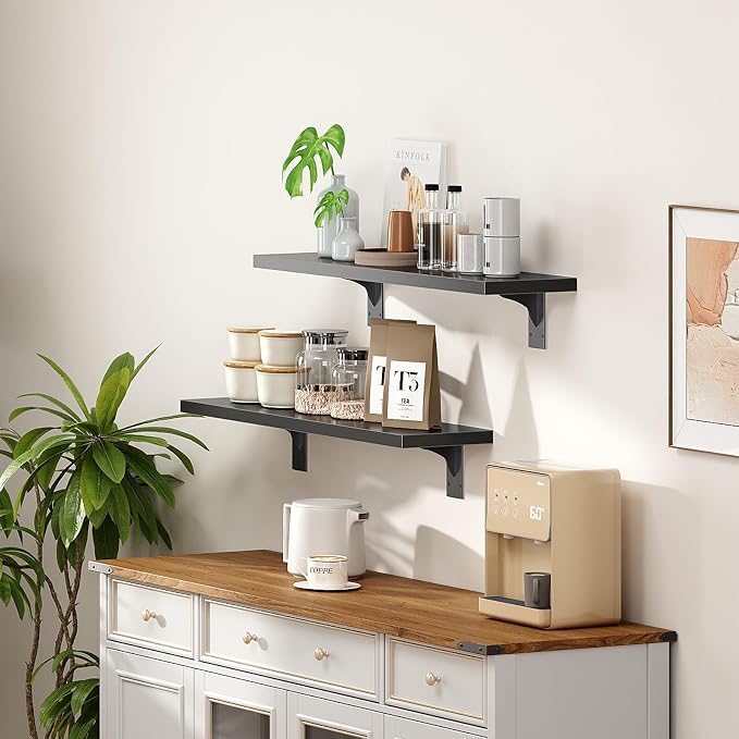 HOOBRO Floating Shelves for Wall, 23.6" Wall Mounted Shelves Set of 2, Hanging - Image 6