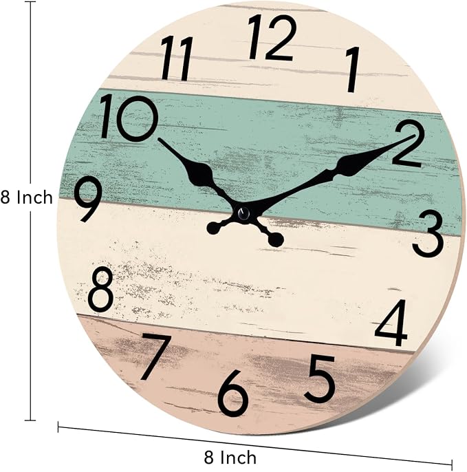 KECYET Wall Clock Silent Non-Ticking Wooden Clocks Battery Operated 8 Inch - Image 8