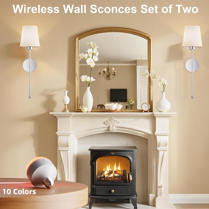 IRONPAX Wall Sconces Battery Operated Set of 2, Wireless Rechargeable Wall - Image 8