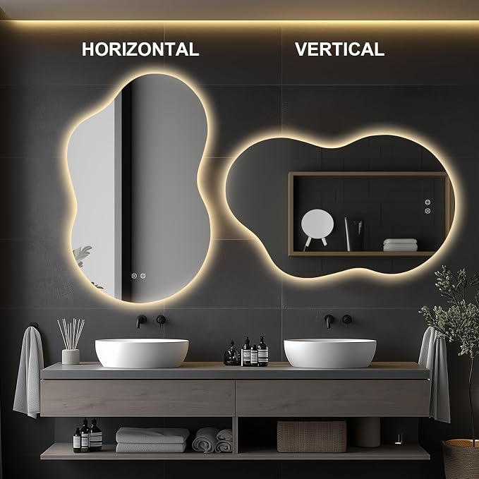 48"x30" Irregular LED Lighted Vanity Mirror - Image 6
