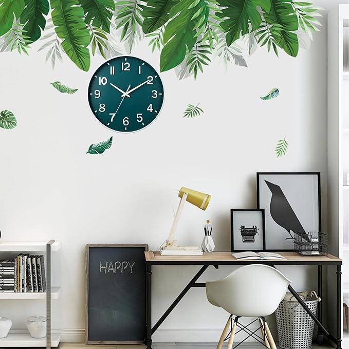 HZDHCLH Green Wall Clocks Battery Operated, 12 inch Silent Non Ticking Modern - Image 2