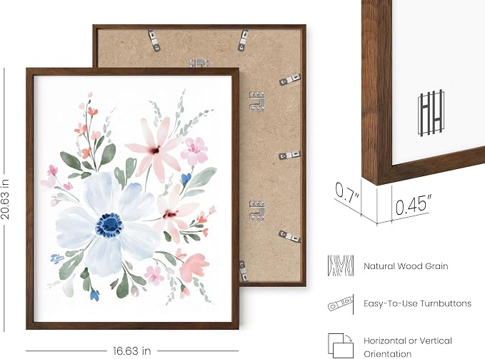 Bouquet Set Art Print Framed Walnut 16x20 - Image 3