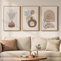 Framed Neutral Boho Wall Art Bedroom, 3 Piece Abstract Bohemian Brown Botanical by Cuspin