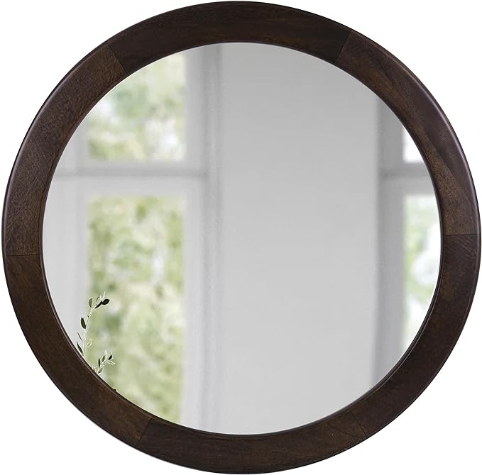 CULER Round Mirrors 30 Inch, Wood Vanity Wall Rustic Mirror by Culer