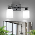 Ascher Bathroom Light Fixtures, 2-Light Vanity Light Over Mirror, Matte Black by Ascher