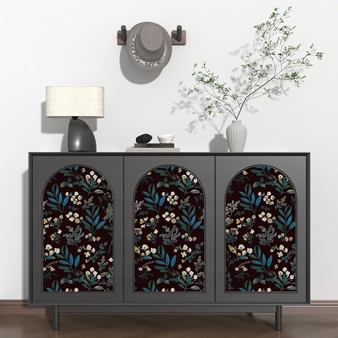 Laatse Vintage Green Wallpaper Peel and Stick Dark Floral Wallpaper 17.5'' x - Image 4