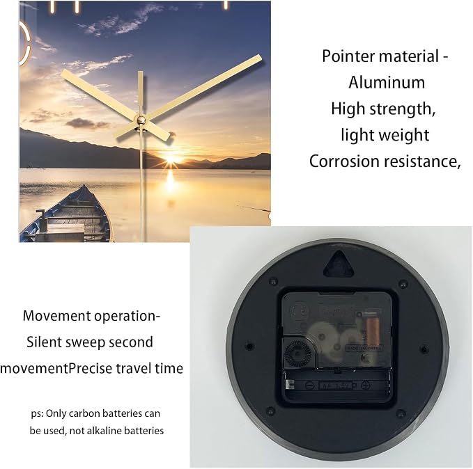 Kitchen Wall Clocks Battery Operated 12 Inch Sunset Decorative Small Wall Clock - Image 7