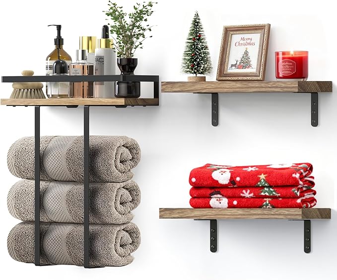 Towel Racks for Bathroom-Wall Mounted Floating Shelves for Wall Bathroom - Image 8