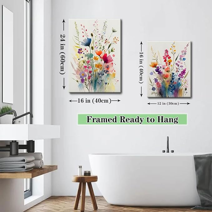KISSFOX 3 Piece Canvas Wall Art Wildflowers Wall Decor Floral Pictures - Image 5
