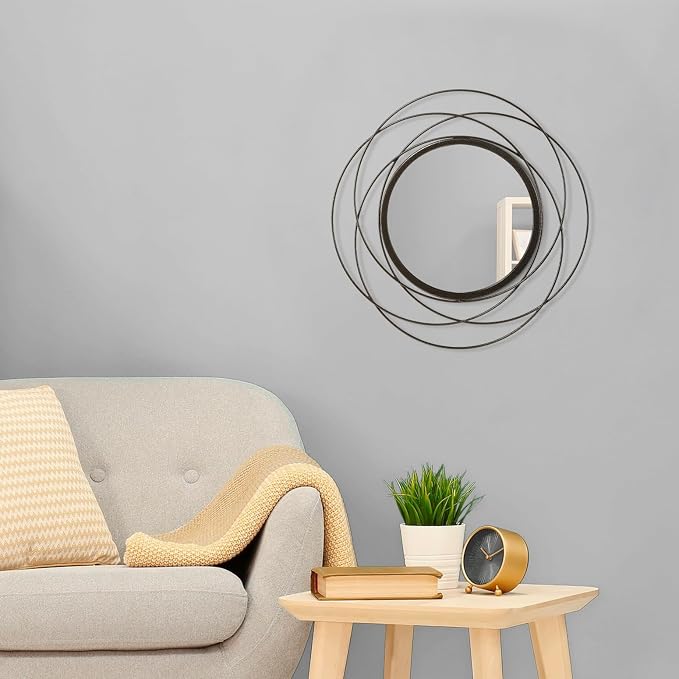 Wall Mirror Mounted Small Round Decorative Mirrors, Circle Metal Art Mirror Home - Image 3