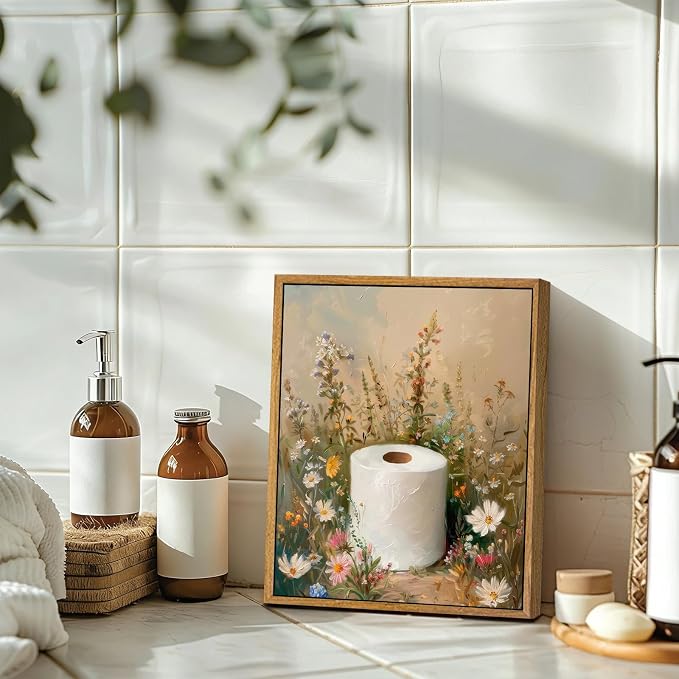 AtterrirArt Framed Vintage Bathroom Wall Art Funny, 8 * 10 Inch, Farmhouse - Image 2
