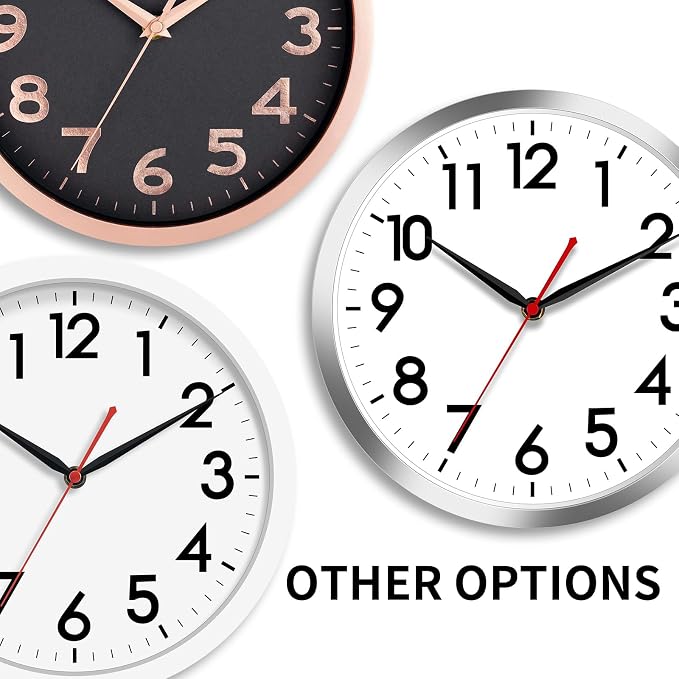 AKCISOT Wall ClockModern Black Silent Non Ticking Wall Clocks Battery Operated - Image 3