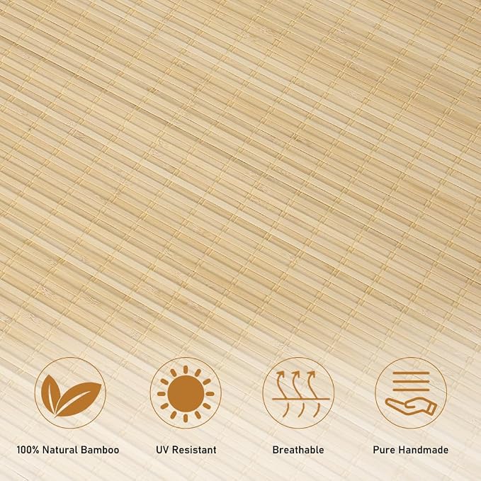 SEEYE Cordless Bamboo Roman Shades, Roll Up Blind Privacy Shade - Image 4