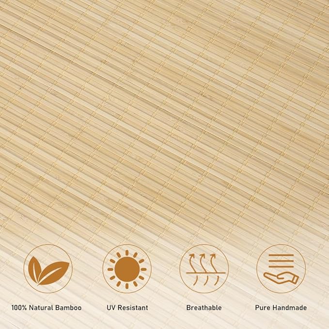 SEEYE Cordless Bamboo Roman Shades, Roll Up Blind Privacy Shade - Image 4