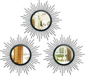 3 Set Black Sunburst Mirrors for Wall Decorative Metal Mirrors Small Mirror by Cityelf