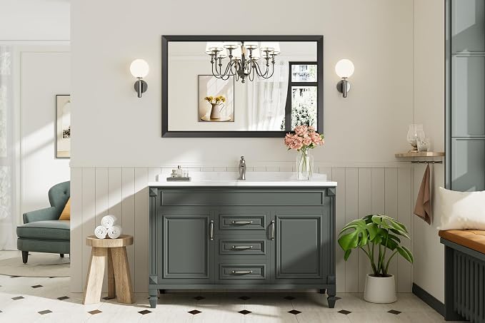 Briivue 48x30 Inch Black Bathroom Mirror - Image 8