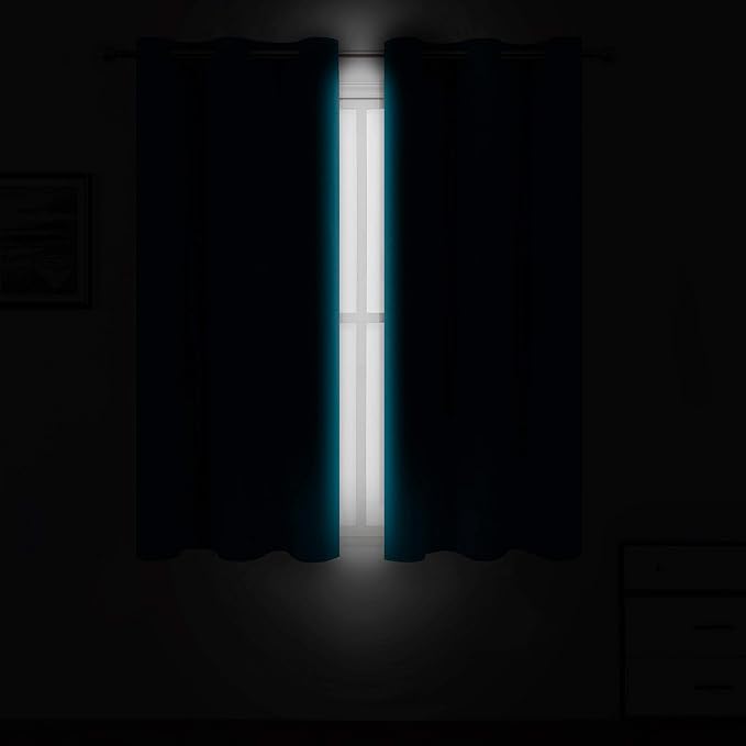 LEMOMO Teal Thermal Blackout Curtains/42 x 95 Inch/Set of 2 Panels Room - Image 3