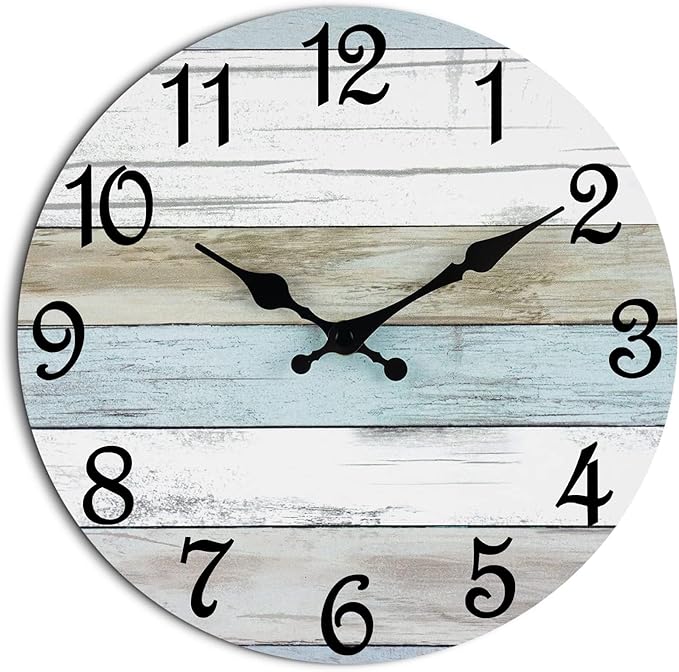CHYLIN Wall Clock, Silent Non Ticking Battery Operated, Rustic Coastal Country by CHYLIN