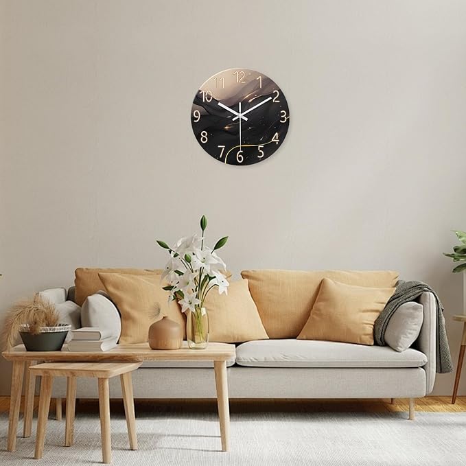Large Wall Clocks Battery Operated 16 Inch Marble Glass Wall Clock - Image 5