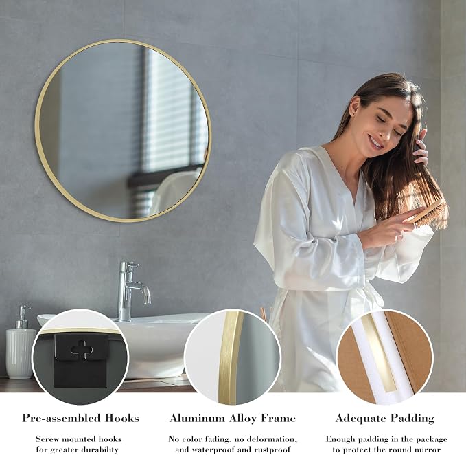 Sweetcrispy 24 Inch Round Wall Mirror - Image 6
