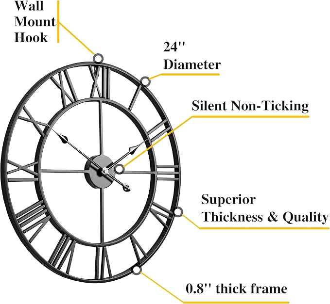 CLXEAST Silent 24 Inch Wall Clocks - Image 2