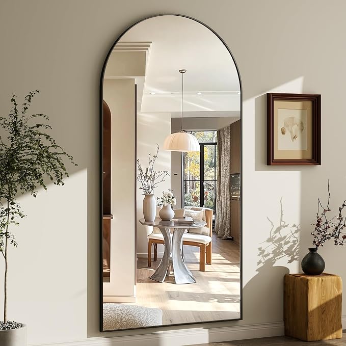 GLSLAND-30x71 inch Wall Mount Arched Full Length Mirror-Aluminum Alloy Frame - Image 8