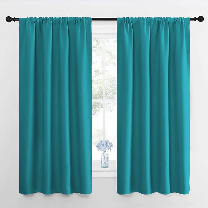 NICETOWN RV Blackout Curtains for Camper Windows, Peacock Blue, Short Blackout by NICETOWN