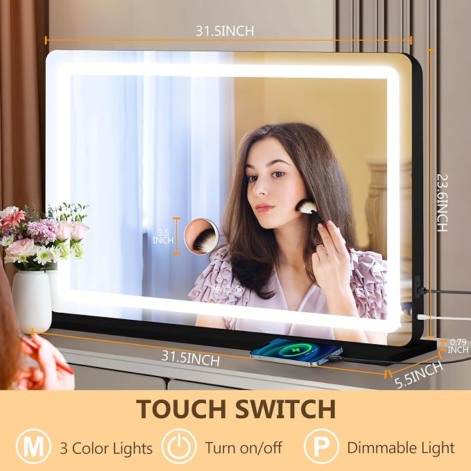 Ratsamee Vanity Mirror with Lights, Led Makeup Mirror, Lighted Makeup Mirror - Image 2