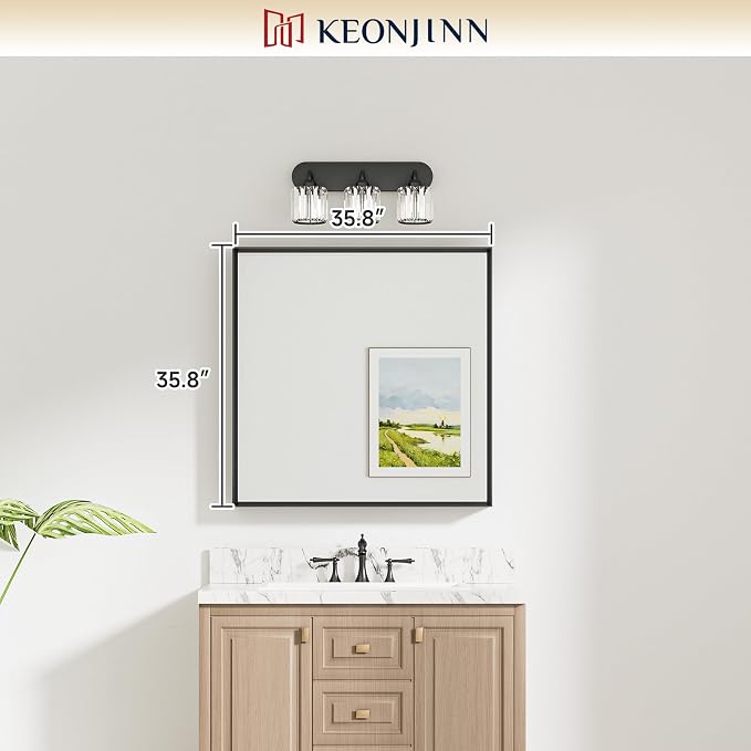Keonjinn 36 x 36 Inch Black Bathroom Mirrors - Image 5