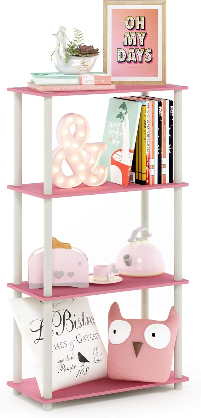 Furinno Turn-N-Tube 4-Tier Multipurpose Shelf Display Rack, Round Tubes by Furinno-FitsYourSpaceFitsYourBudget