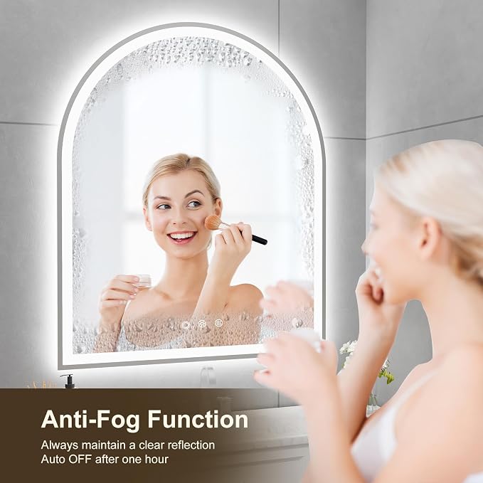 Arched LED Mirror for Bathroom 30"x36", 3 Color Changing, Touch Sensor - Image 3