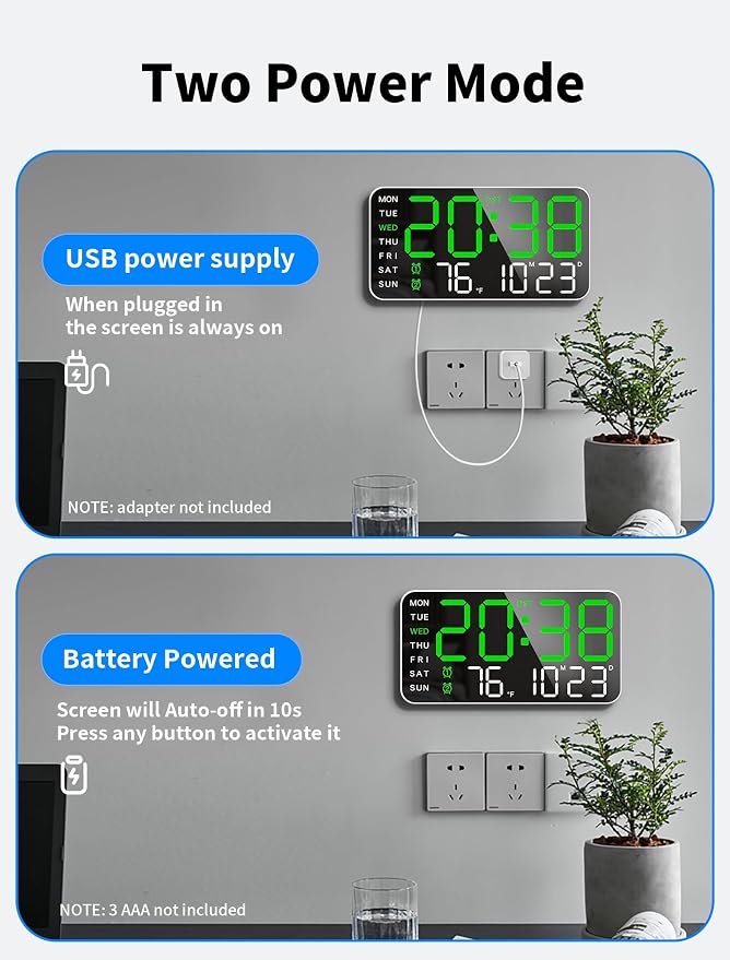 MASHI 8.4''Large Digital Wall Clock, Led Alarm Clock - Image 5