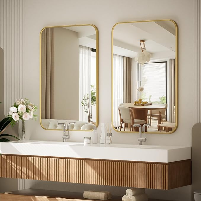 BEAUTYPEAK 20" x 28" Rectangular Aluminum Alloy Frame Wall Mounted Bathroom - Image 5