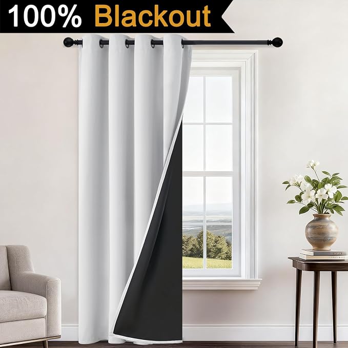 Yakamok 100% Blackout Curtains 84 Inches Long, 2 Thick Layers Heat and Full - Image 2
