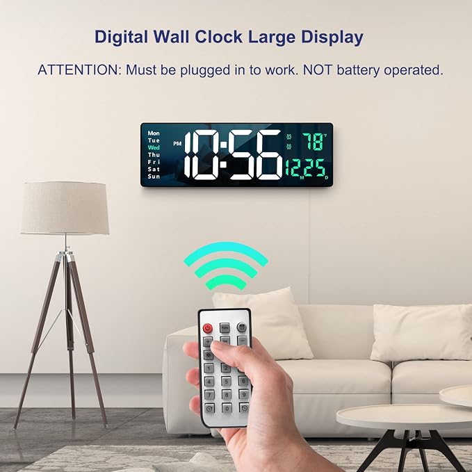 Digital Wall Clock Large Display, Auto Brightness Dimmer Reloj De Pared - Image 2