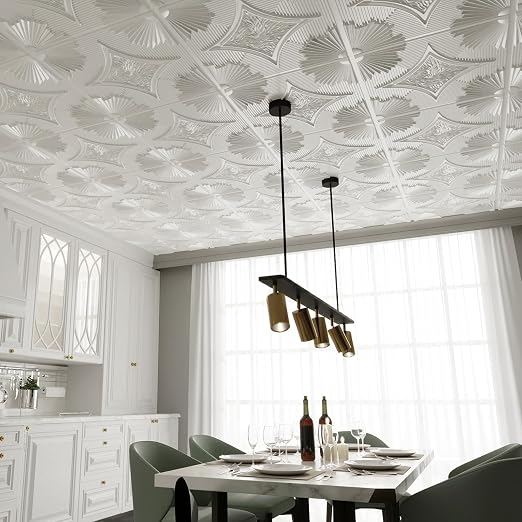 Art3d Drop Ceiling Tiles 24x24 in White, 3D Wainscoting Panels Glue Up 2x2 - Image 2