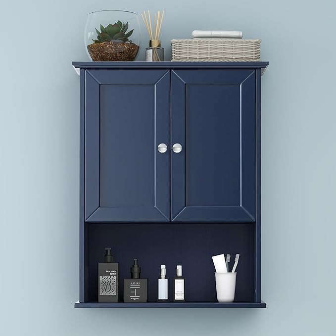 VANIRROR Bathroom Wall Cabinet Navy Blue Over Toilet Storage Cabinets 24x30 in by VANIRROR