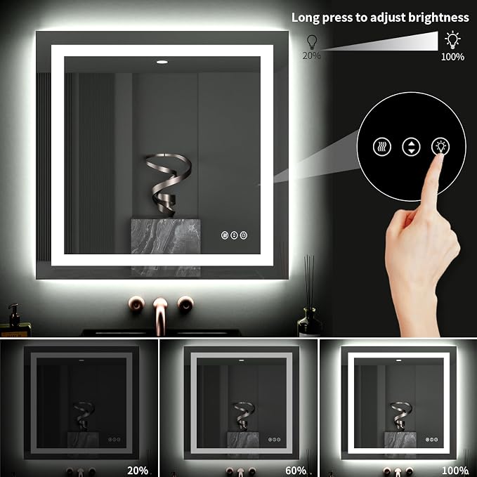 LOAAO 40"X38" LED Bathroom Mirror - Image 4
