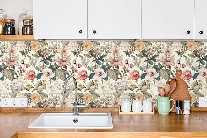 Jeweluck Floral Wallpaper Peel and Stick Vintage Floral Contact Paper Peel and - Image 6