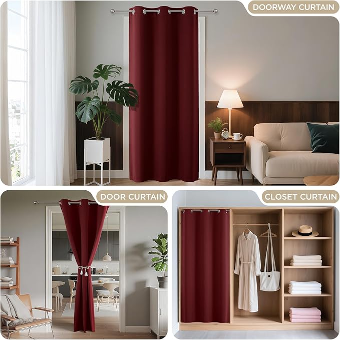Joydeco Blackout Door Curtain for Doorway Privacy 80 Inches Long, Grommet - Image 4