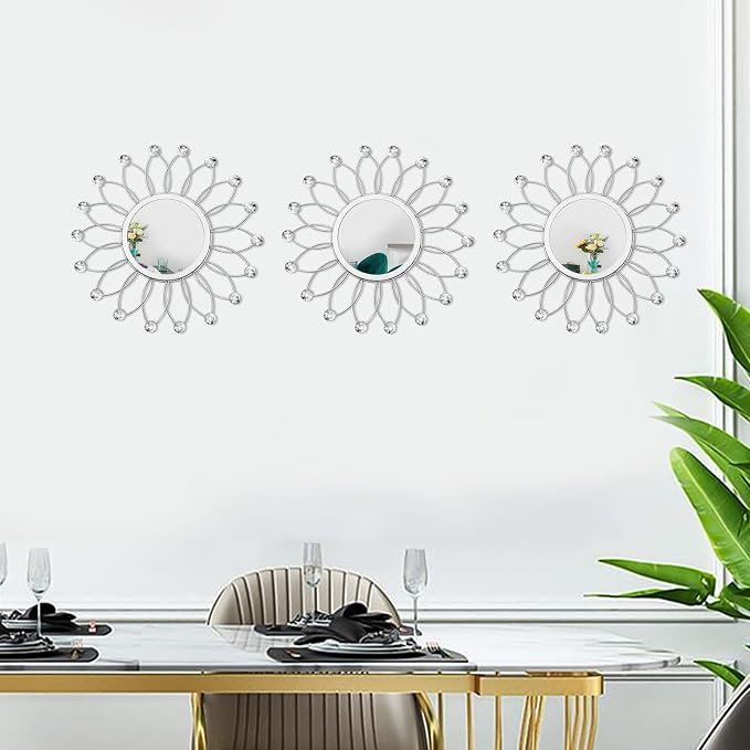 3 Pack Metal Mirrors for Wall Sunburst Wall Mirrors Home Décor Decorative - Image 7