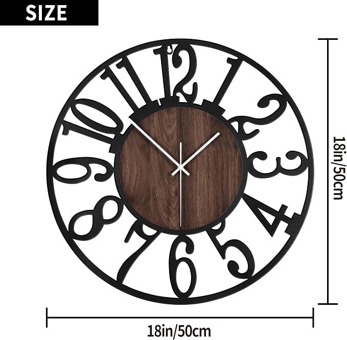 LEIKE Large Wall Clocks, Non Ticking, Battery Operated Big Retro Round Modern - Image 3