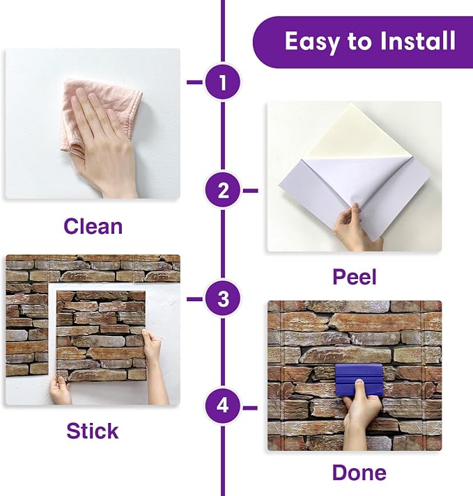 3D Faux Stone Wall Panels Peel and Stick, Stone-Look Textured Wall Sticker - Image 6