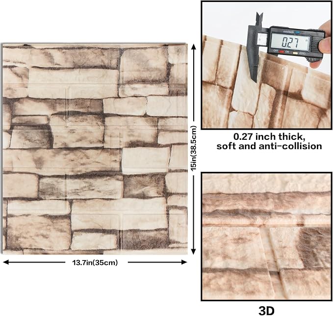 30PCS 3D Wall Panels Peel and Stick Foam, Self-Adhesive Decorative 3D Brick - Image 4