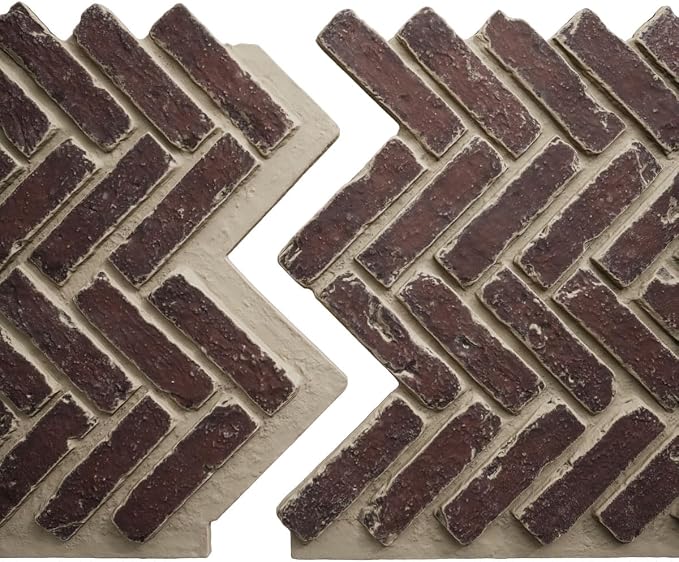 EverStone Herringbone Faux Brick Panel, 46 1/2"W x 25 1/4"H x 1"D, Merlot Color - Image 8