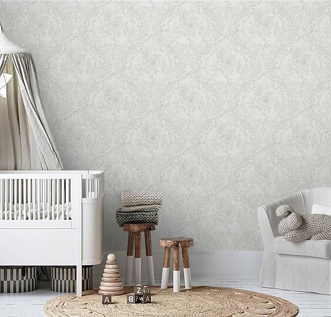 Ismoon Floral Peel and Stick Wallpaper Grey Contact Paper Boho Watercolor - Image 6