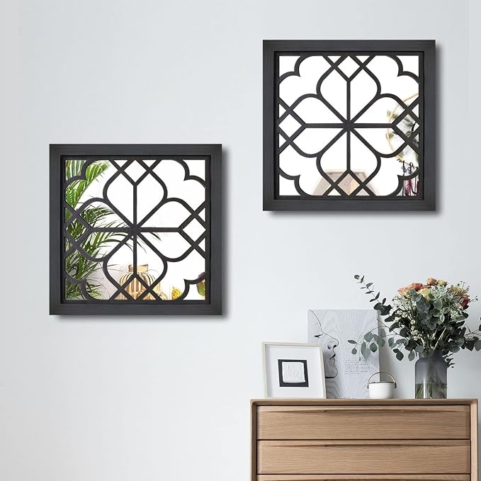 Wocred 2 PCS Square Wall Mirror, Gorgeous Rustic Farmhouse Accent Mirror - Image 5